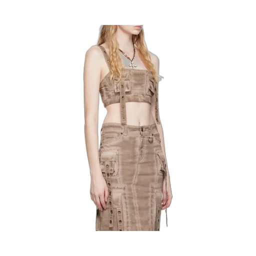 Blumarine Cargo-Style Eyelet Detailed Cropped Top
