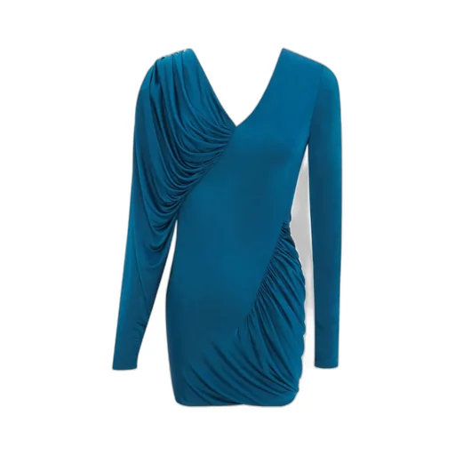 Saint Laurent Draped Long-Sleeved Dress