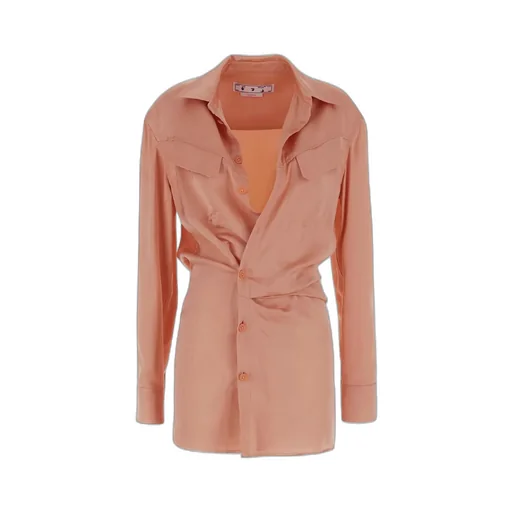 Off-White Buttoned Long-Sleeved Dress