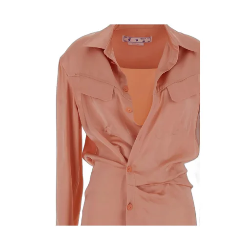 Off-White Buttoned Long-Sleeved Dress