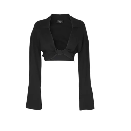 Blumarine Twist Detailed Cropped Long-Sleeved Top