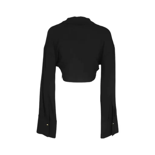 Blumarine Twist Detailed Cropped Long-Sleeved Top