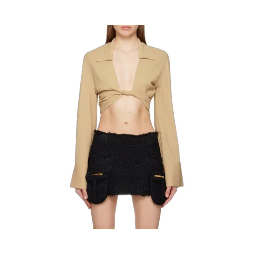 Front-Knot Cropped Shirt