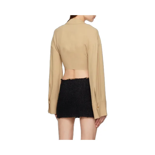 Front-Knot Cropped Shirt