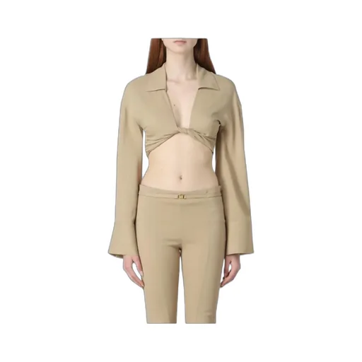 Front-Knot Cropped Shirt