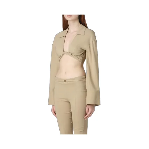 Front-Knot Cropped Shirt