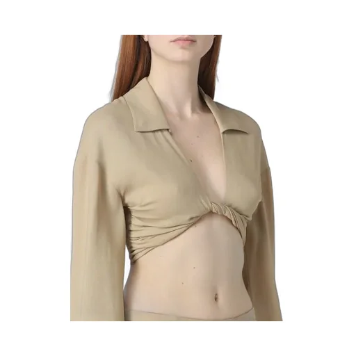 Front-Knot Cropped Shirt