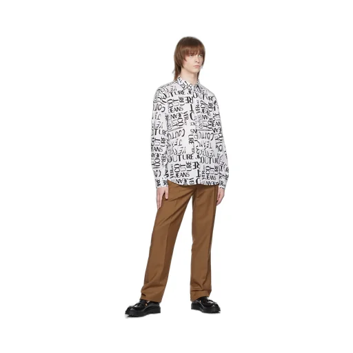 Flocked-Logo Long-Sleeve Shirt