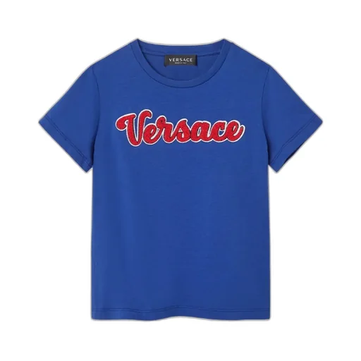 Versace Kids Logo Flocked Crewneck T-Shirt