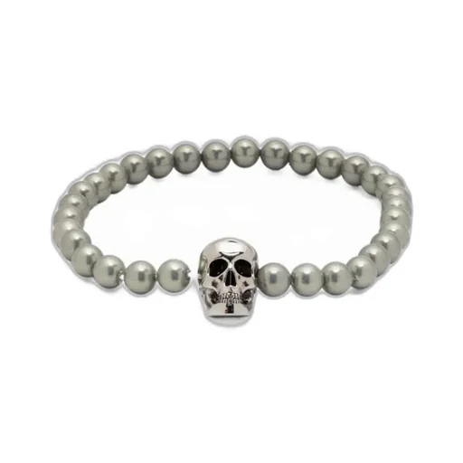 Alexander Mcqueen Skull Charm Stud Embellished Bracelet