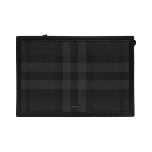 Burberry Frame Logo Plaque Checked Clutch Bag