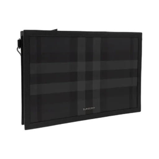 Burberry Frame Logo Plaque Checked Clutch Bag
