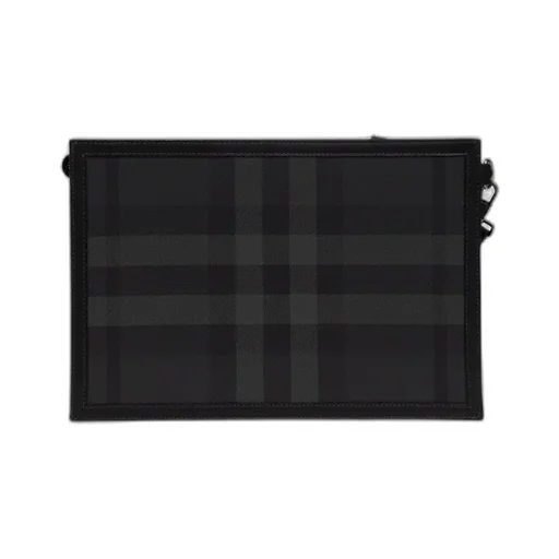 Burberry Frame Logo Plaque Checked Clutch Bag
