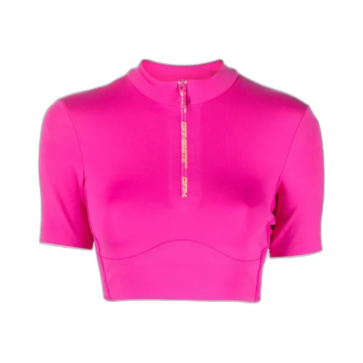 Off-White Zip Detailed Short-Sleeved Top