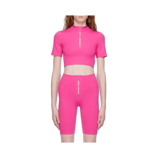 Off-White Zip Detailed Short-Sleeved Top