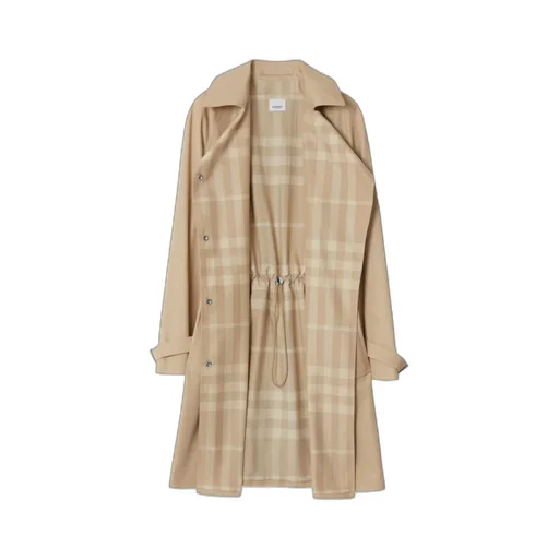 Notched-Collar Buttoned Trench Coat