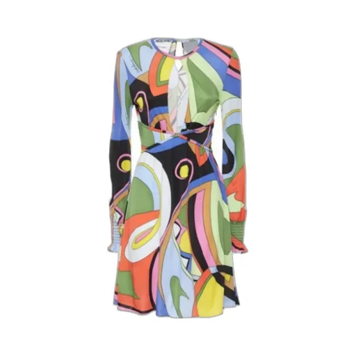 Geometric-Print Long Sleeve Dress