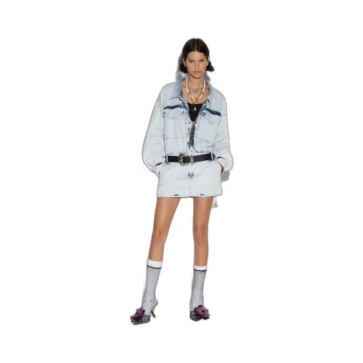Dsquared2 Long Sleeved Washed Denim Mini Dress