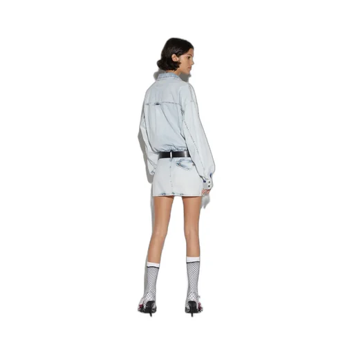 Dsquared2 Long Sleeved Washed Denim Mini Dress
