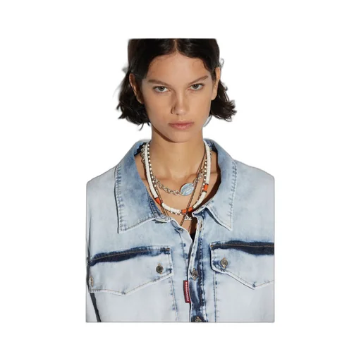 Dsquared2 Long Sleeved Washed Denim Mini Dress
