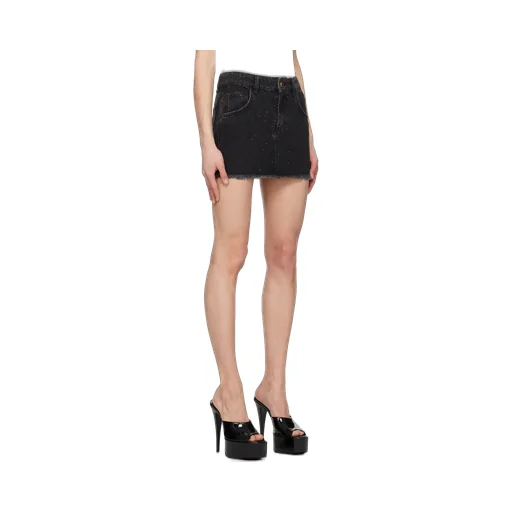 Blumarine Rhinestone Embellished Denim Mini Skirt