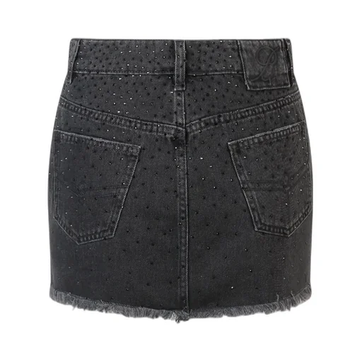 Blumarine Rhinestone Embellished Denim Mini Skirt