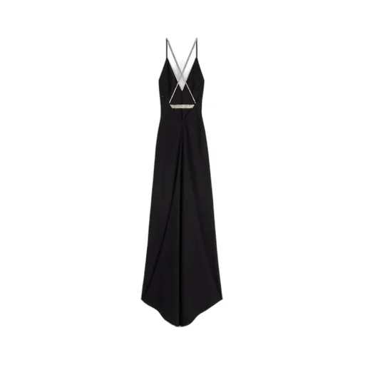 Lingerie Dress With Rhinestones In Satin-Lined CrÊPe