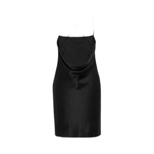 Saint Laurent Cross-Over Strap Draped Mini Dresse