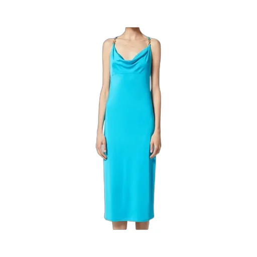 Versace Logo Plaque Cowl-Neck Midi Dress