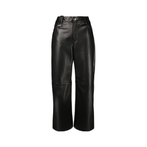 High-Waist Wide-Leg Leather Trousers