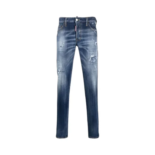 Mid-Wash Distressed Slim Fit Jeans