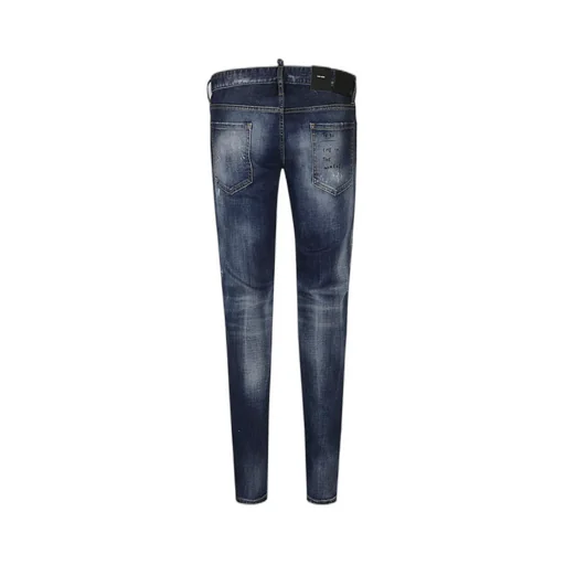 Mid-Wash Distressed Slim Fit Jeans