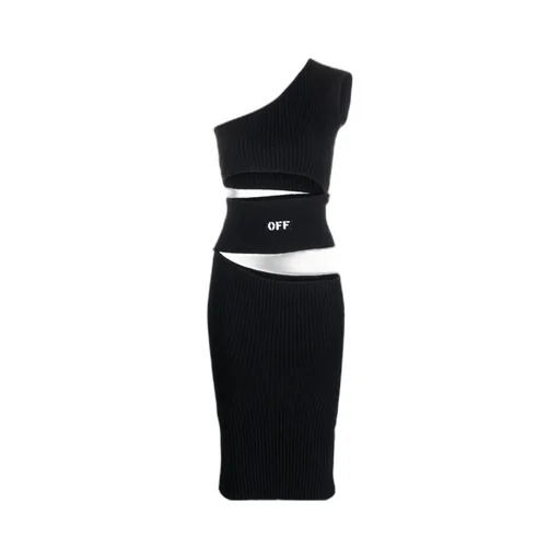 Off-White Logo Patch Cut-Out One-Shoulder Dress