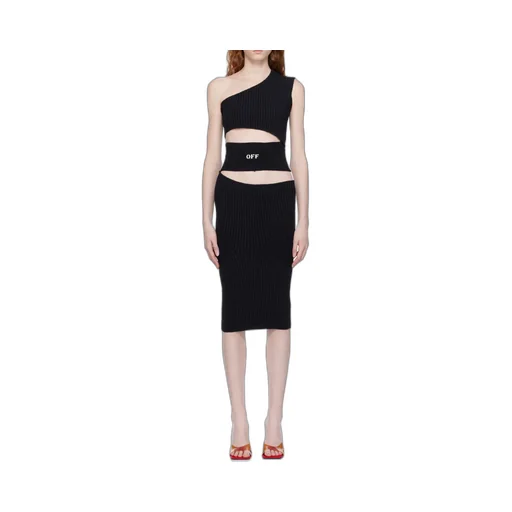 Off-White Logo Patch Cut-Out One-Shoulder Dress