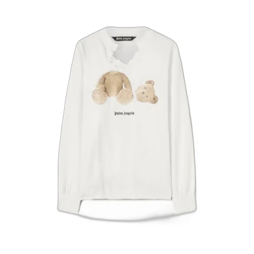 Palm Angels Logo Printed Distressed Sweatshirt