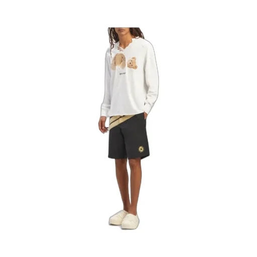 Palm Angels Logo Printed Distressed Sweatshirt