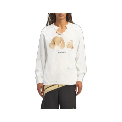 Palm Angels Logo Printed Distressed Sweatshirt