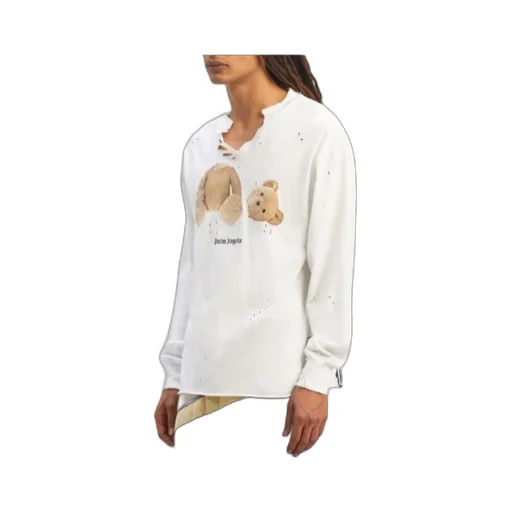 Palm Angels Logo Printed Distressed Sweatshirt