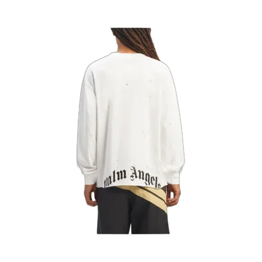 Palm Angels Logo Printed Distressed Sweatshirt