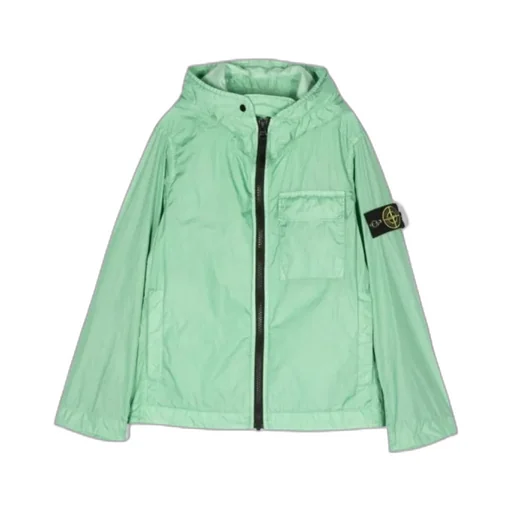 Stone Island Junior Logo Patch Hooded Zipped Jacket