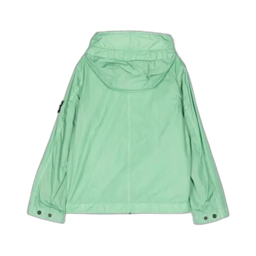 Stone Island Junior Logo Patch Hooded Zipped Jacket