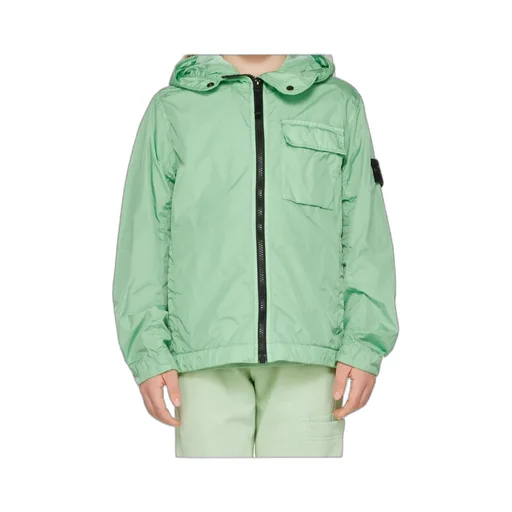 Stone Island Junior Logo Patch Hooded Zipped Jacket