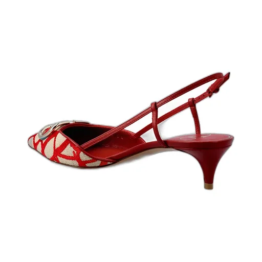 Valentino Logo Plaque Pointed Toe Slingback Pumps