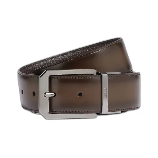 Grained Leather Reversible Belt