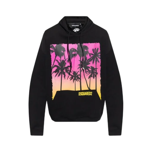 Dsquared2 Palm-Tree Printed Drawstring Hoodie