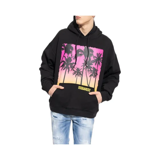Dsquared2 Palm-Tree Printed Drawstring Hoodie
