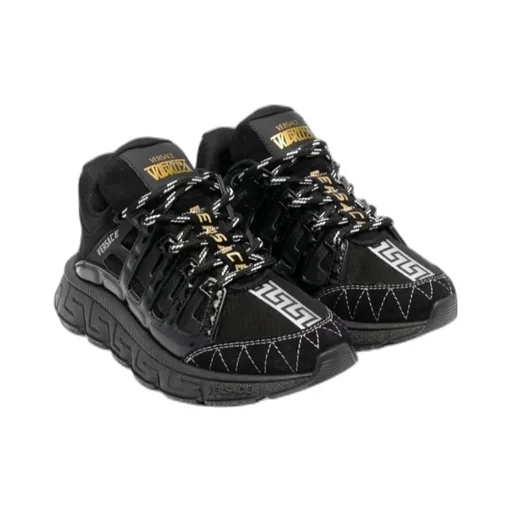 Versace Kids Logo Patch Lace-Up Sneakers