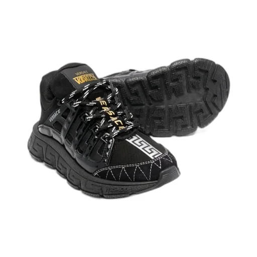 Versace Kids Logo Patch Lace-Up Sneakers