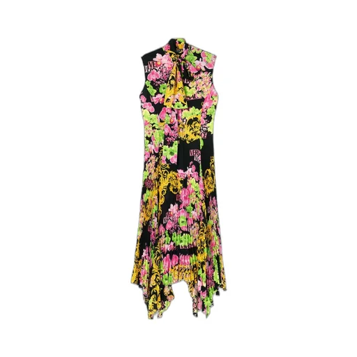 Versace Floral Printed Asymmetric Sleeveless Dress