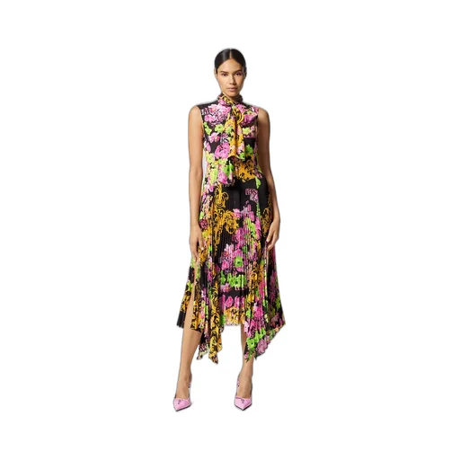 Versace Floral Printed Asymmetric Sleeveless Dress